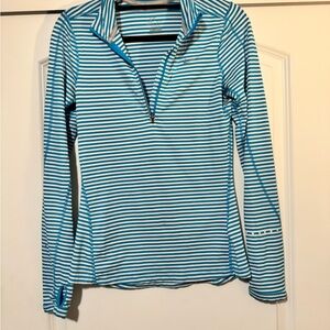 Nike Blue Long Sleeve Fitted Button Down Shirt with Polo Collar